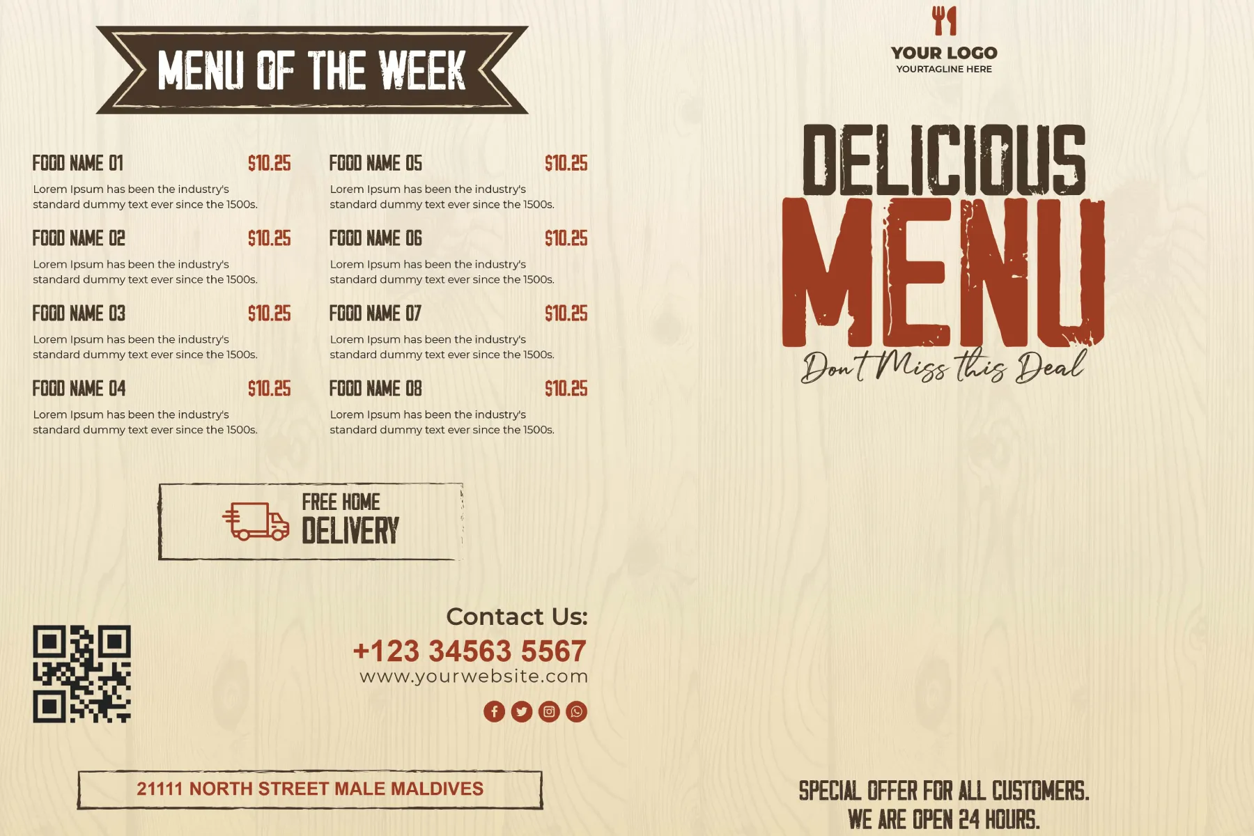 Menus printing sample
